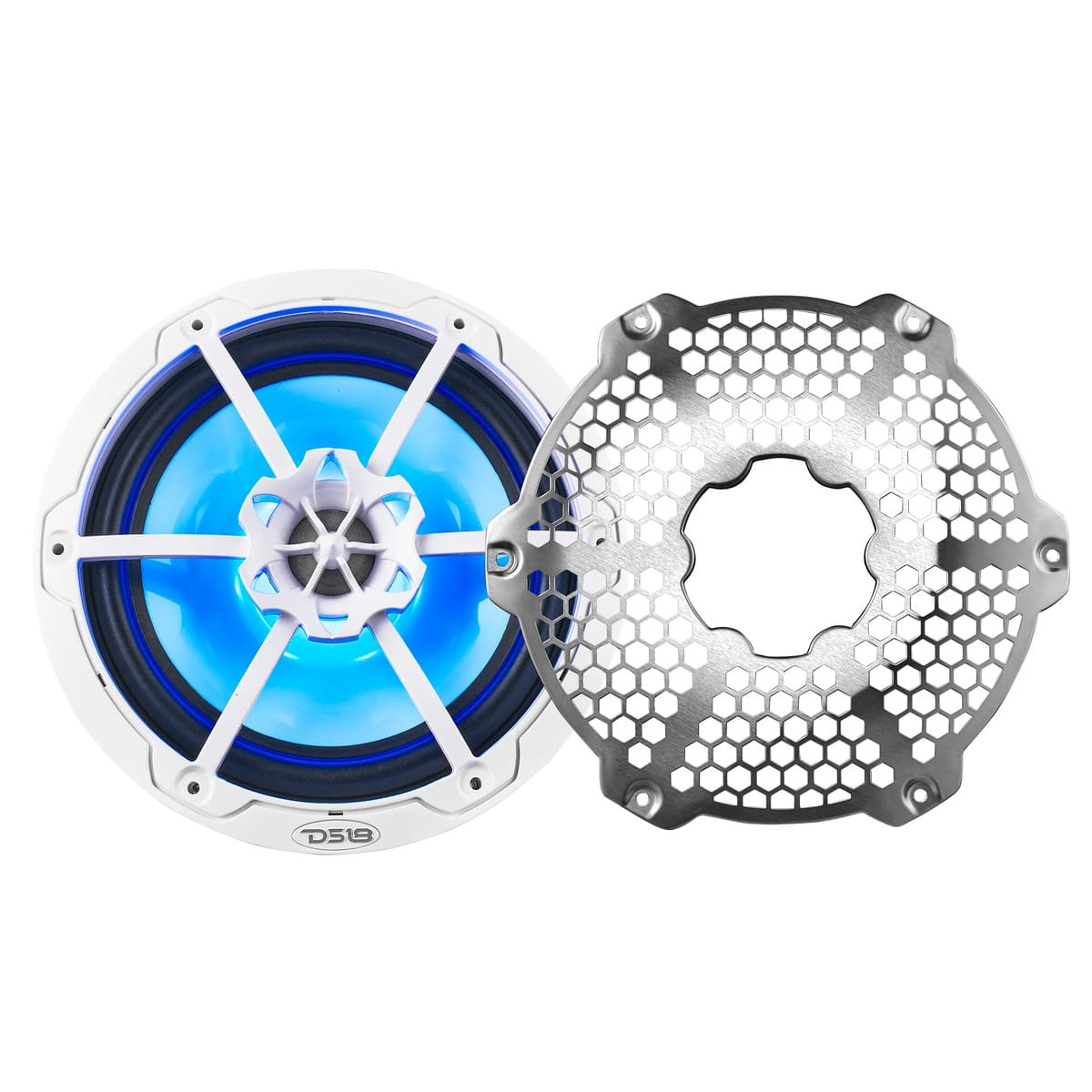 DS18 NXL 8" 2-Way Coaxial Marine Speaker With RGB LED Lights 125 Watts RMS 4-Ohm