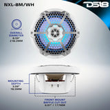 DS18 NXL 8" 2-Way Coaxial Marine Speaker With RGB LED Lights 125 Watts RMS 4-Ohm