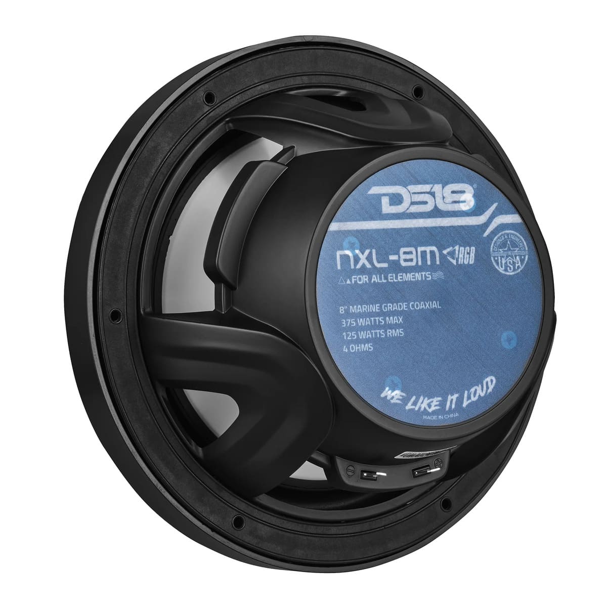 DS18 NXL 8" 2-Way Coaxial Marine Speaker With RGB LED Lights 125 Watts RMS 4-Ohm