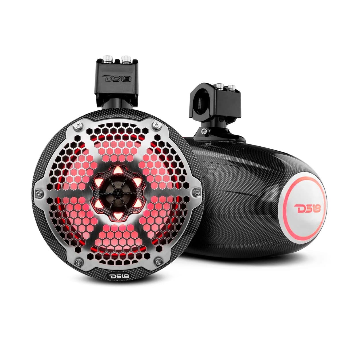 DS18 NXL 8" Marine Water Resistant Wakeboard Tower Speakers with Integrated RGB LED, 375 Watts
