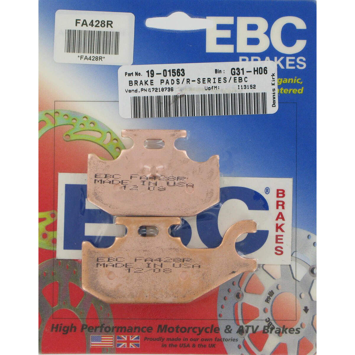EBC Yamaha Rhino Long-Life Sintered R-Series Brake Pads - Metallic Rear