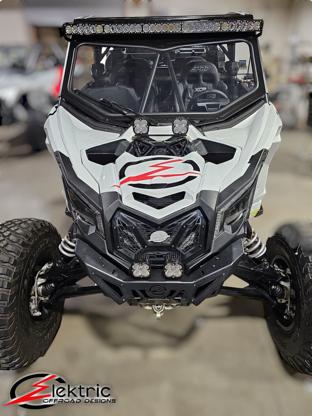 Elektric Offroad '17+ Can-Am Maverick X3 Upper Shock Mount Brace w/ Adjustable Light Mount Bracket - Black