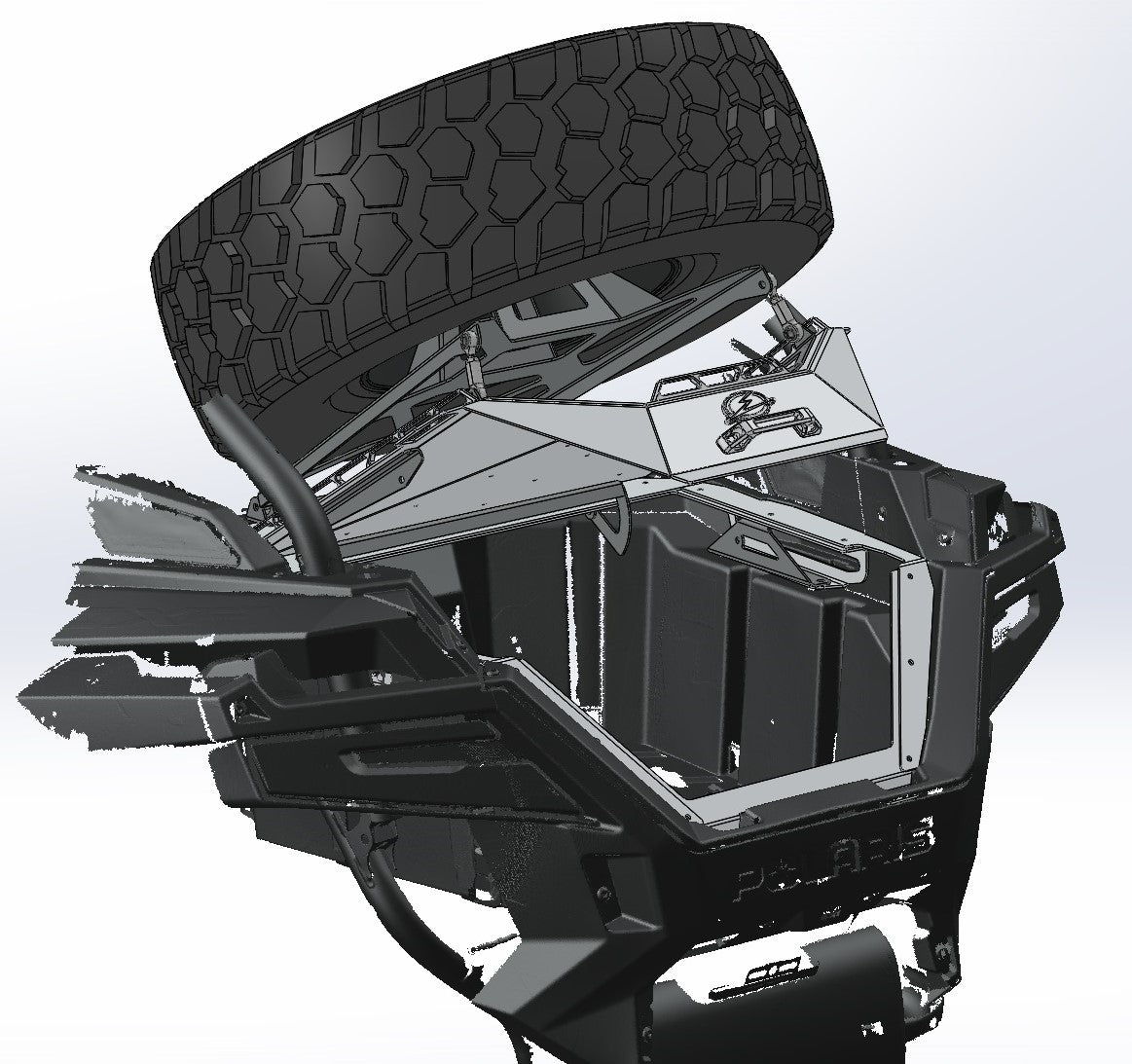 Elektric Offroad Designs '20+ Polaris RZR Pro XP Volt Bed Box Trunk Lid Spare Tire Mnt Add on (Tire Mount Only)