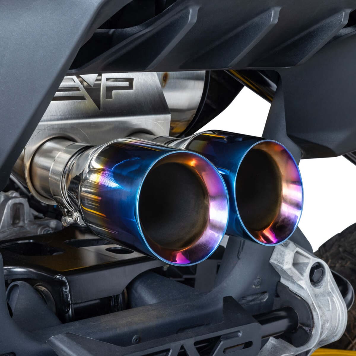 EVO Can-Am Maverick R Dynamic Twin Exit & Captain's Choice Mufflers Replacement Tips Racing