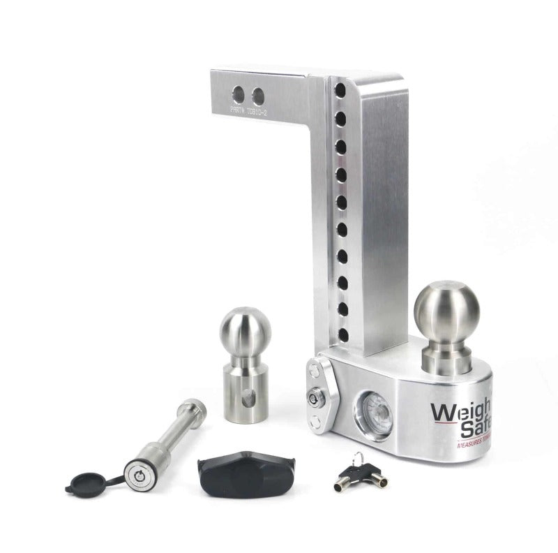 Weigh Safe 10in Drop Hitch w/Built-in Scale & 2in Shank (10K/12.5K GTWR) w/WS05 - Aluminum - WS10-2-KA