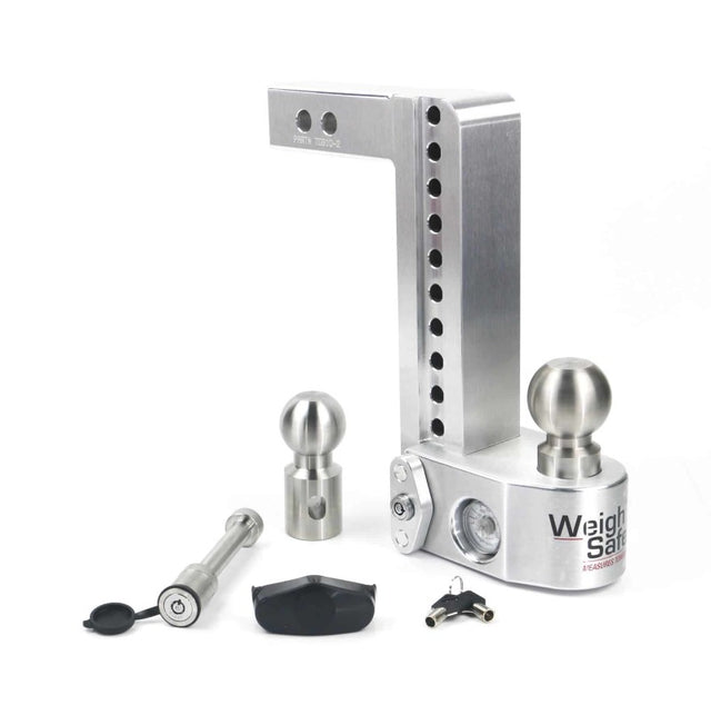 Weigh Safe 10in Drop Hitch w/Built-in Scale & 2in Shank (10K/12.5K GTWR) w/WS05 - Aluminum - WS10-2-KA