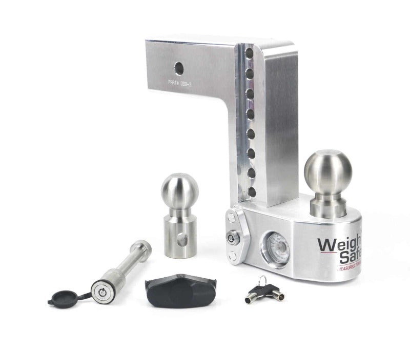 Weigh Safe 8in Drop Hitch w/Built-in Scale & 3in Shank (10K/21K GTWR) w/WS05 - Aluminum - WS8-3-KA