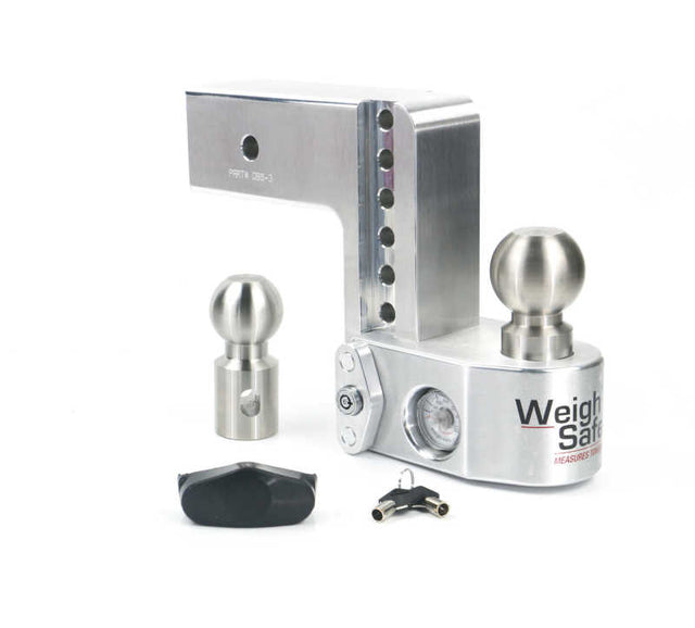 Weigh Safe 6in Drop Hitch w/Built-in Scale & 3in Shank (10K/21K GTWR) - Aluminum - WS6-3