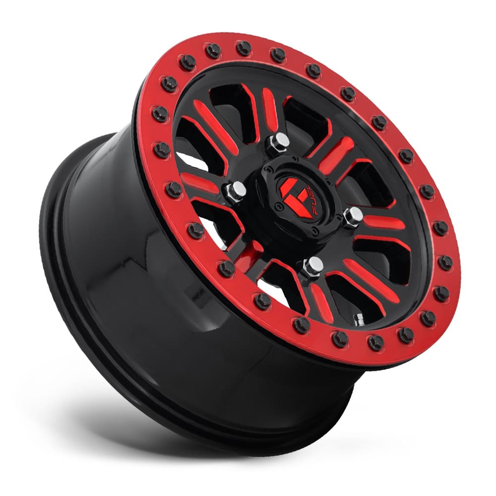 Fuel D911 Hardline Beadlock Wheel Gloss Black Red Tinted Clear