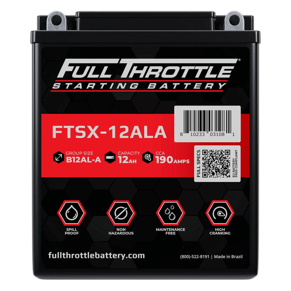 Full Throttle Starting Series High-Performance AGM Battery - FTSX-12ALA