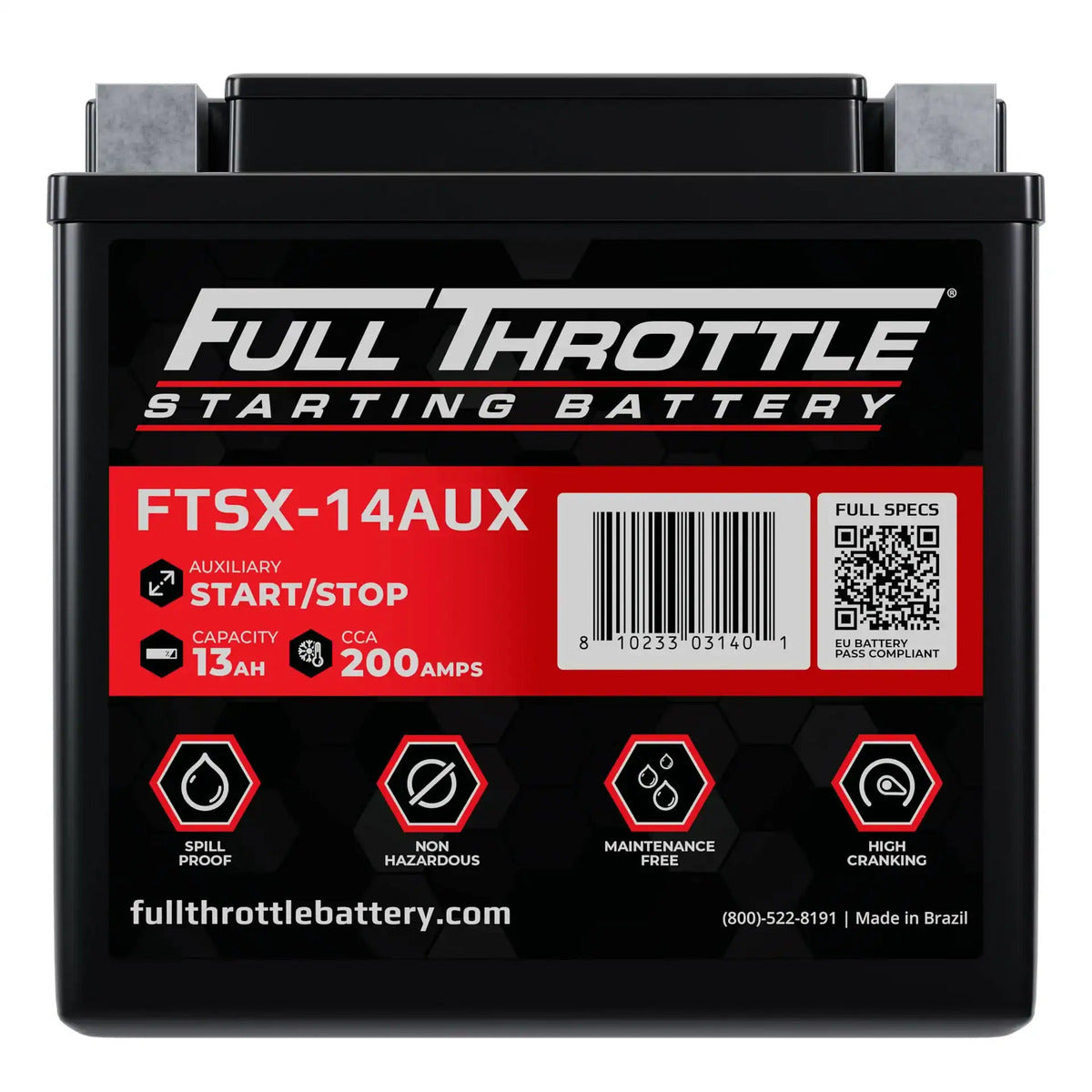Full Throttle Starting Series High Performance AGM Battery - FTSX-14AUX
