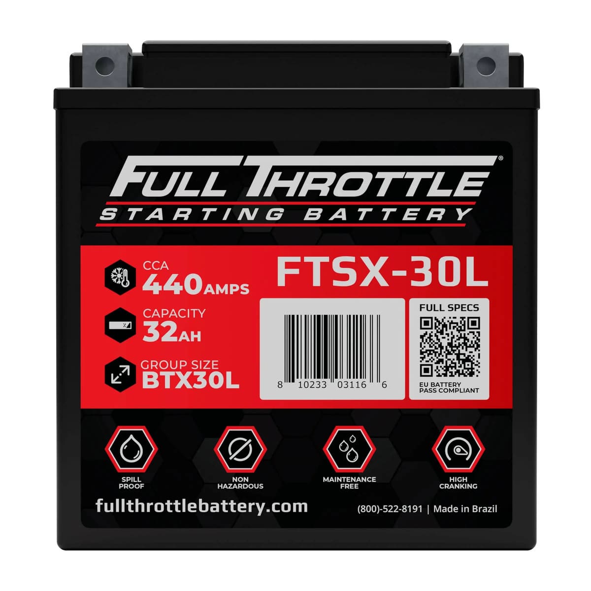 Full Throttle Starting Series High Performance AGM Battery - FTSX-30L