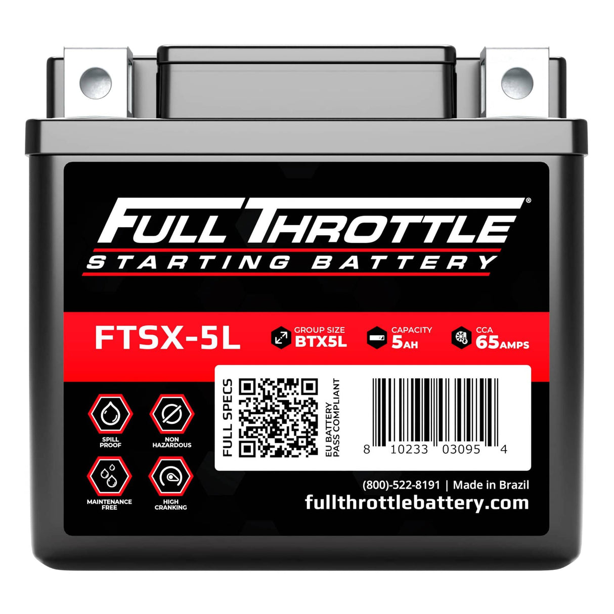 Full Throttle Starting Series High-Performance AGM Battery - FTSX-5L