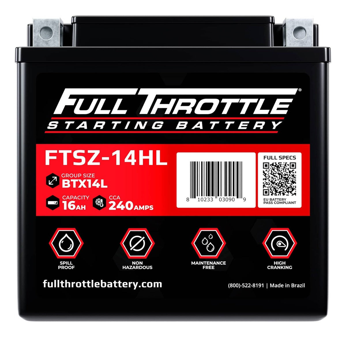 Full Throttle Starting Series High Performance AGM Battery - FTSZ-14HL