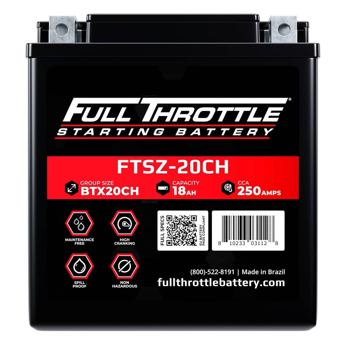 Full Throttle Starting Series High Performance AGM Battery - FTSZ-20CH