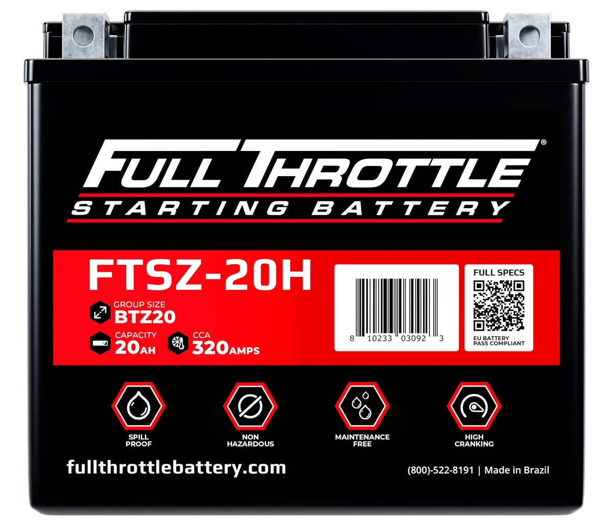 Full Throttle Starting Series High Performance AGM Battery - FTSZ-20H