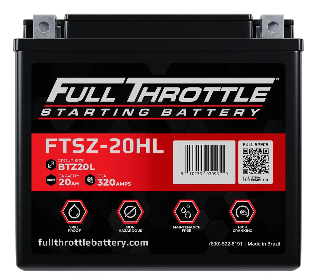 Full Throttle Starting Series High Performance AGM Battery - FTSZ-20HL