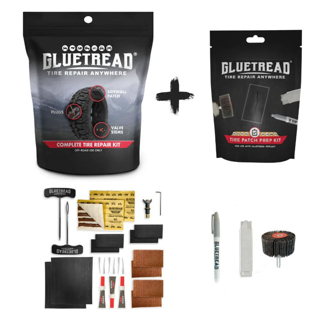 GlueTread Complete Tire Repair & Prep Kit Bundle