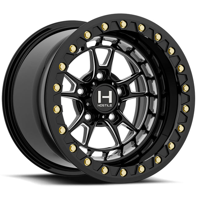 Hostile HF32 Forged Rival Beadlock Wheel Blade Cut - Gloss Black