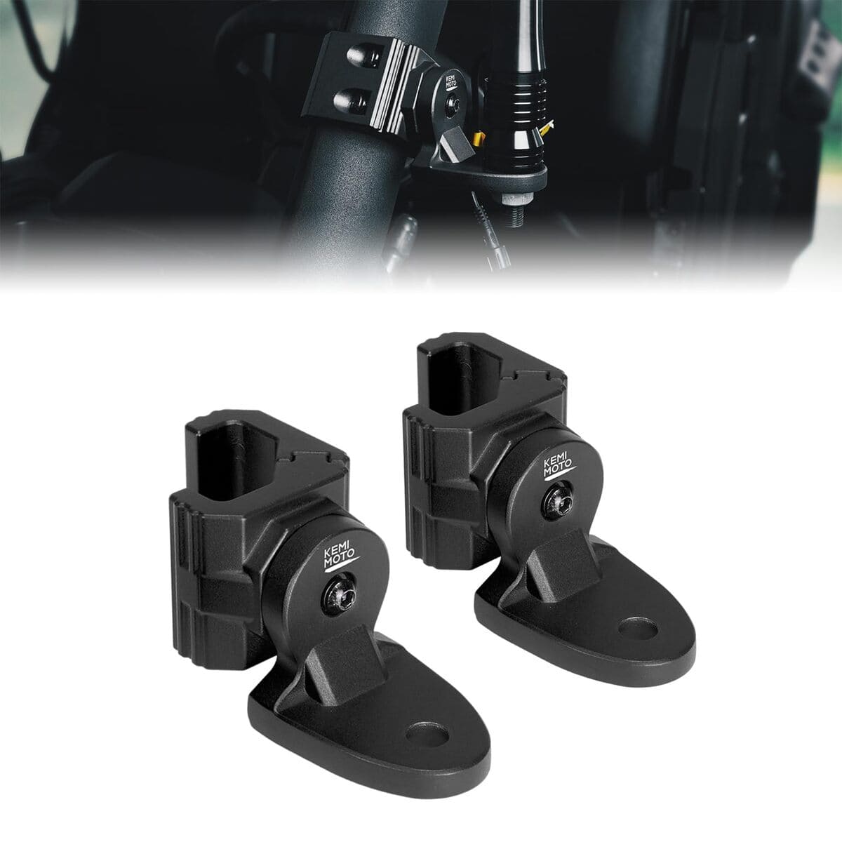 Kemimoto Polaris Ranger UTV Flag Mounts Pro-Fit Cage Whip Light