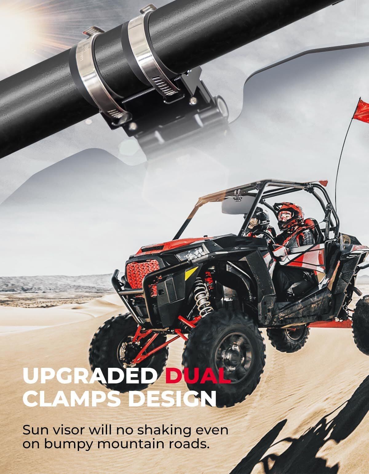 Kemimoto Honda  Pioneer 1.5-2 in Roll Fit UTV Bars Windshield