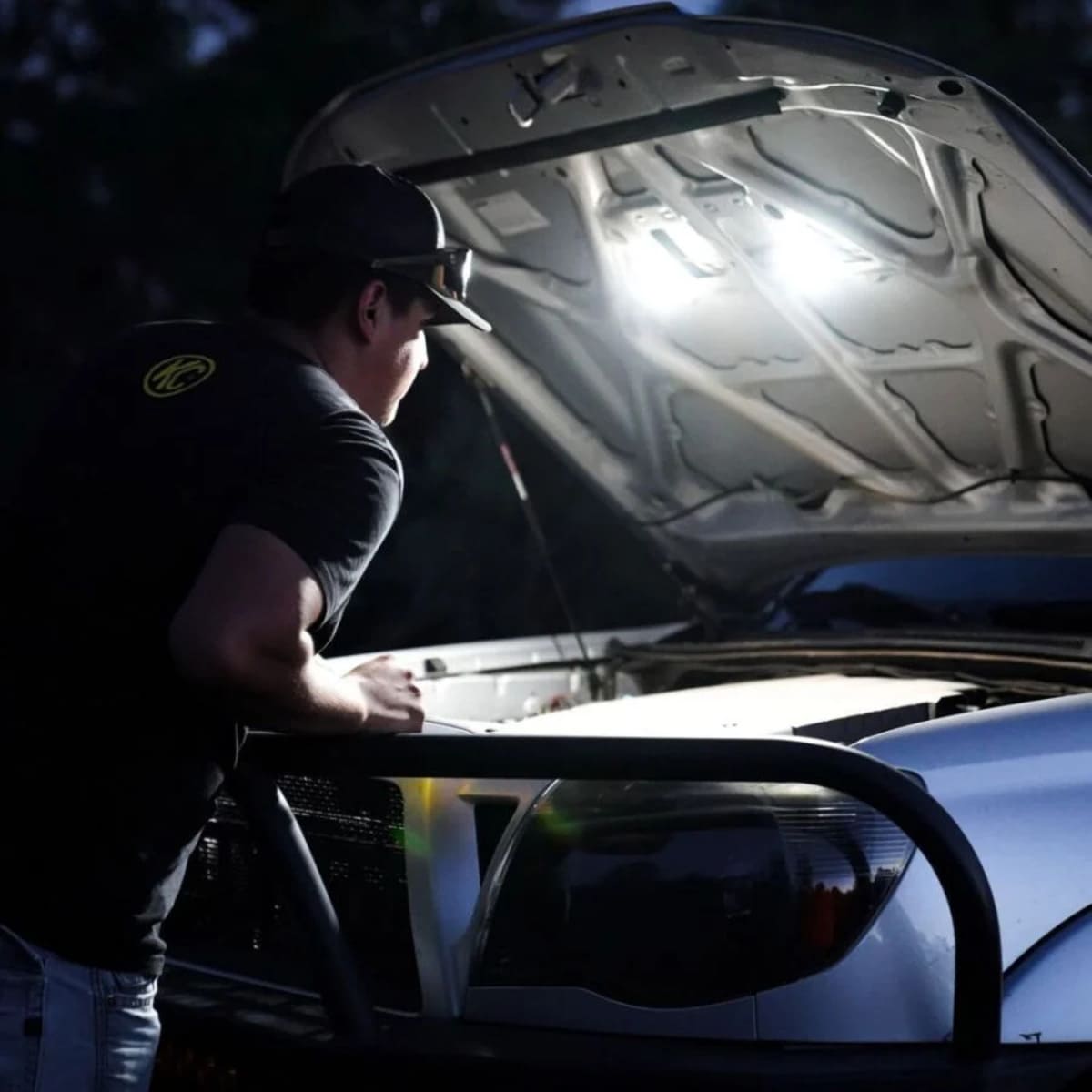 KC HiLiTES Cyclone V2 5W Flood Beam LED 2 Light Universal Under Hood Lighting System