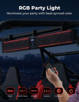 Kemimoto 1.25" - 2' Roll Bar 10 Speaker Aluminum RGB Sound Bar
