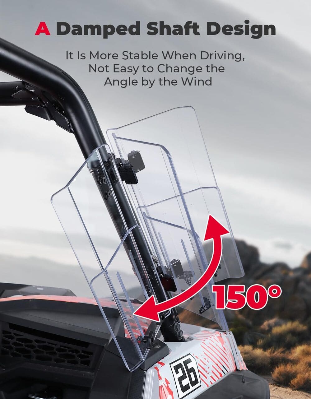 Kemimoto 1.5"-2.2" Roll Bar UTV Side Wind Deflectors - 2 Pcs