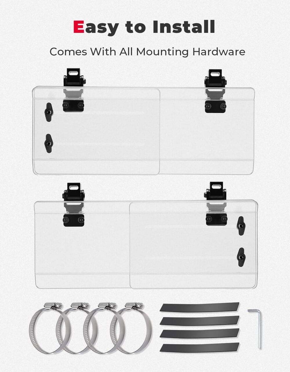 Kemimoto 1.5"-2.2" Roll Bar UTV Side Wind Deflectors - 2 Pcs