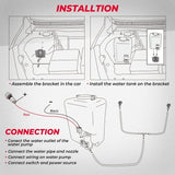 Kemimoto 1.5L Universal Car Windshield Washer Pump Reservoir Bottle Kit