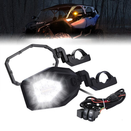 Kemimoto 1.6"-2" Roll Bar Can Am Maverick X3 Side Mirrors w/ LED Turn Lights