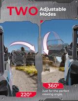 Kemimoto 1.65-2 Inch Roll Bar CNC UTV X Mirror w/ Integrated Light Mount - 1 Pair