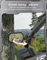 Kemimoto 1.65-2 Inch Roll Bar CNC UTV X Mirror w/ Integrated Light Mount - 1 Pair