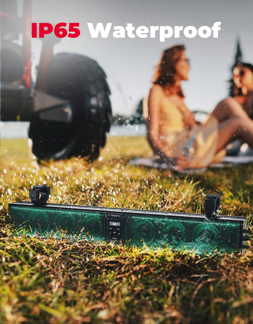 Kemimoto 1.75''-2.25'' Roll Bar 8-Speaker RGB UTV Bluetooth Sound Bar - 33"