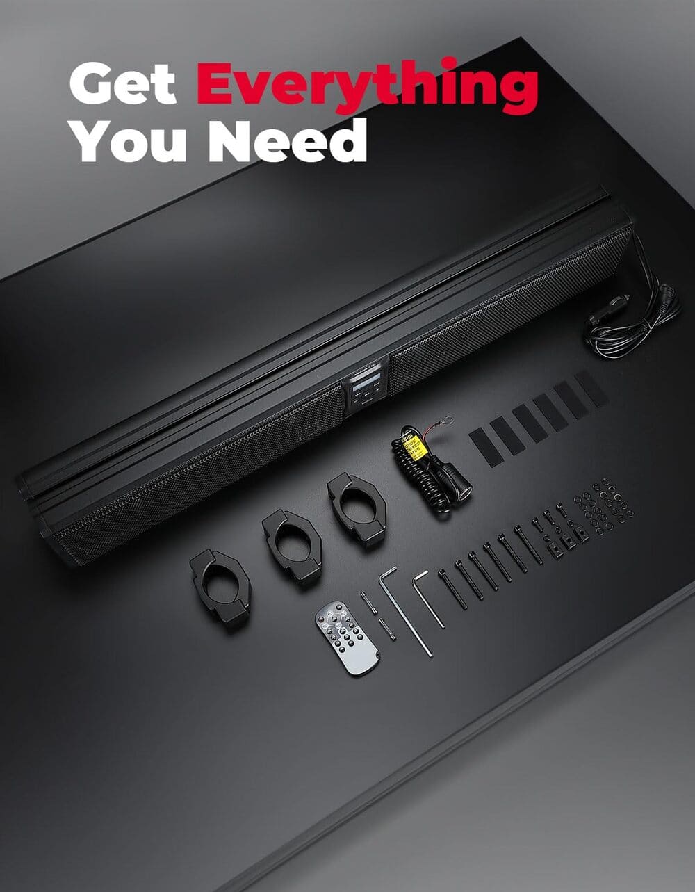 Kemimoto 1.75''-2.25'' Roll Bar 8-Speaker RGB UTV Bluetooth Sound Bar - 33"