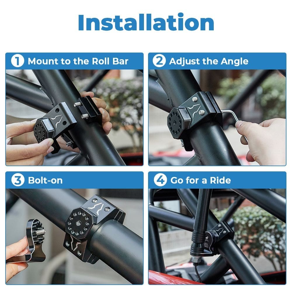 Kemimoto 1.75"-2" Roll Bar UTV Flag & Whip Light Mount