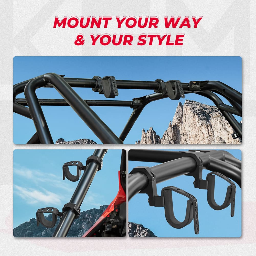 Kemimoto 1.75"-2" Roll Bars Ski Rack Bow Rack UTV Shotgun Holder - 2 Pcs