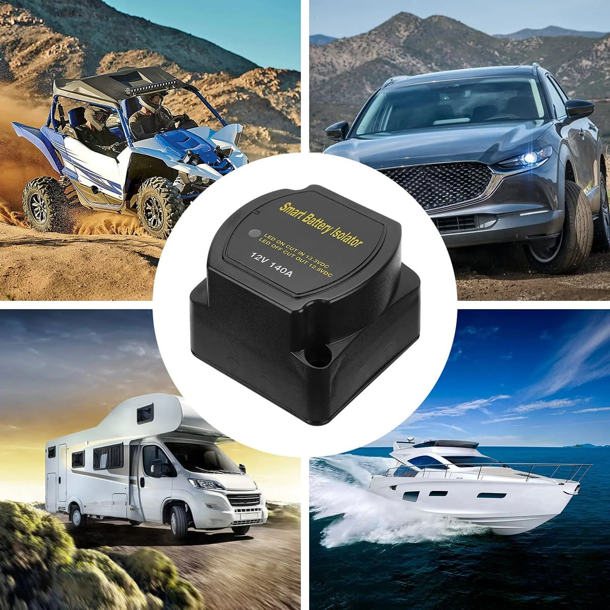 Kemimoto 12V 140A Voltage Sensitive Relay Waterproof Dual Battery