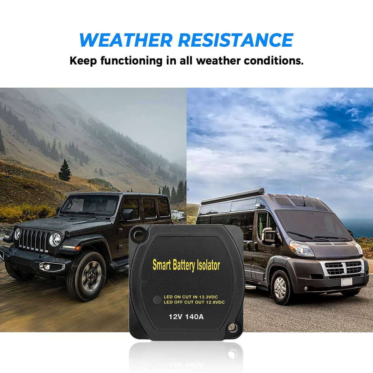 Kemimoto 12V 140A Voltage Sensitive Relay Waterproof Dual Battery