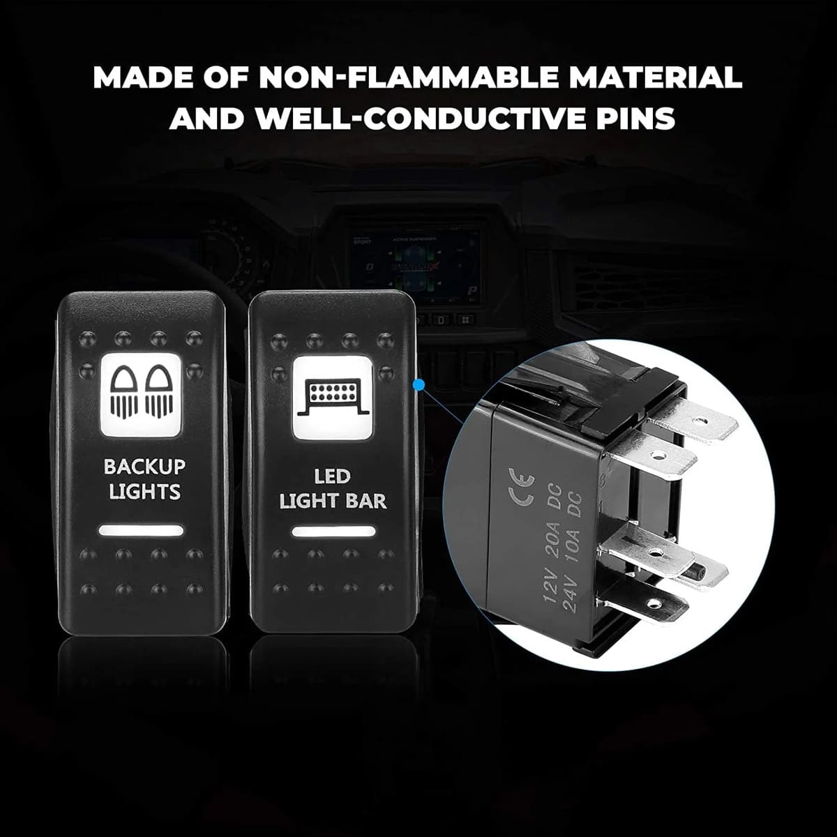 Kemimoto 12V Switch On-Off APP Control & Flag mount & Whip Light w/RF - 2Pcs