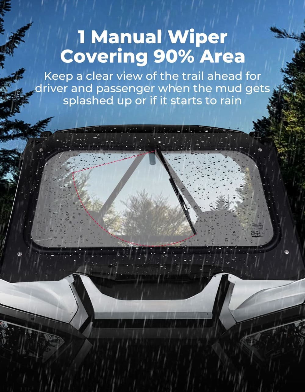Kemimoto '14-'18 Polaris RZR XP 1000 Glass Windshield w/ Manual Wiper