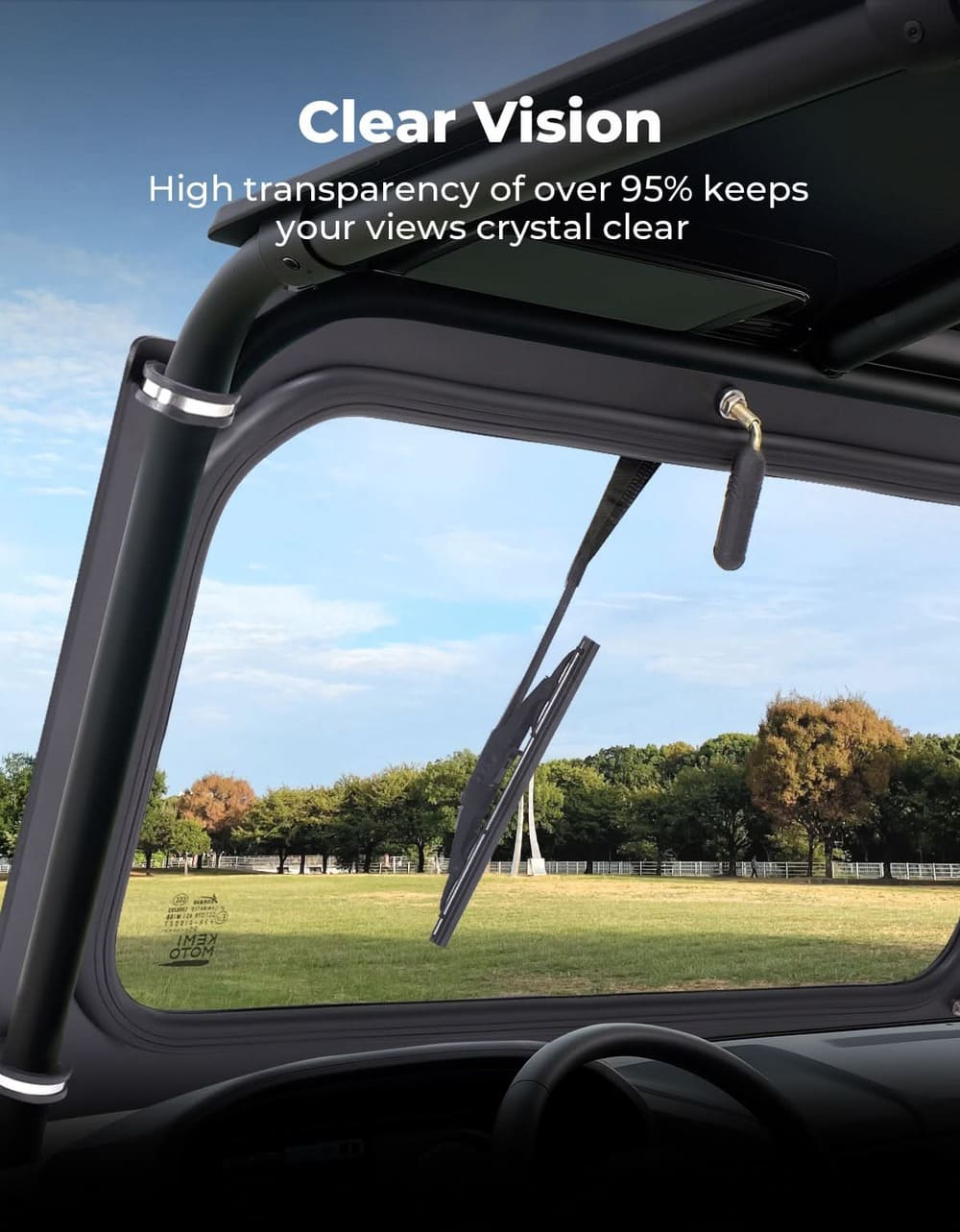 Kemimoto '14-'18 Polaris RZR XP 1000 Glass Windshield w/ Manual Wiper
