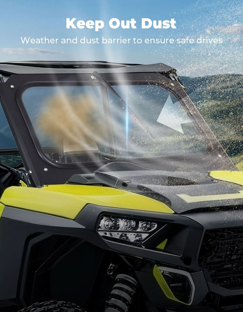 Kemimoto '14-'18 Polaris RZR XP 1000 Glass Windshield w/ Manual Wiper