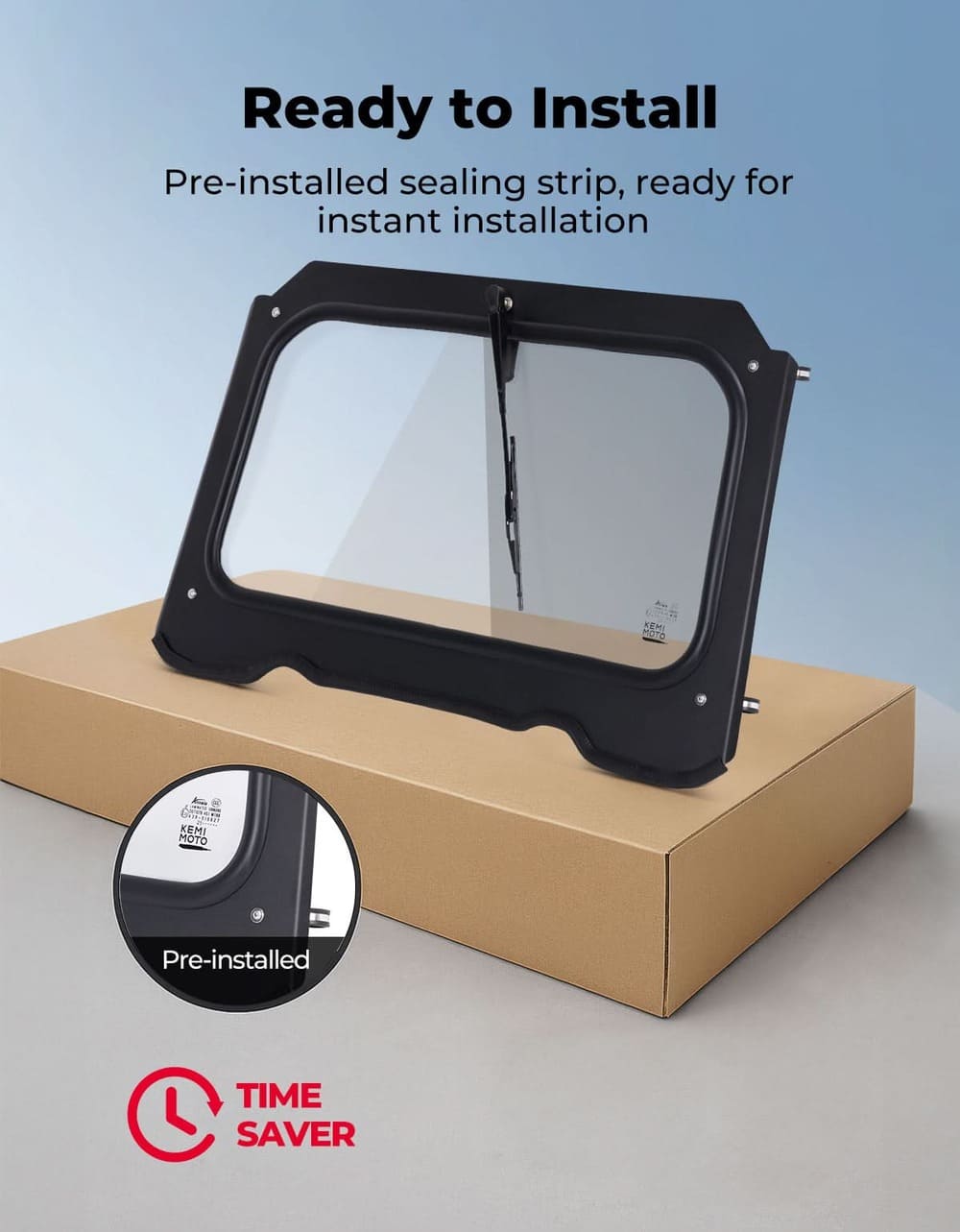 Kemimoto '14-'18 Polaris RZR XP 1000 Glass Windshield w/ Manual Wiper