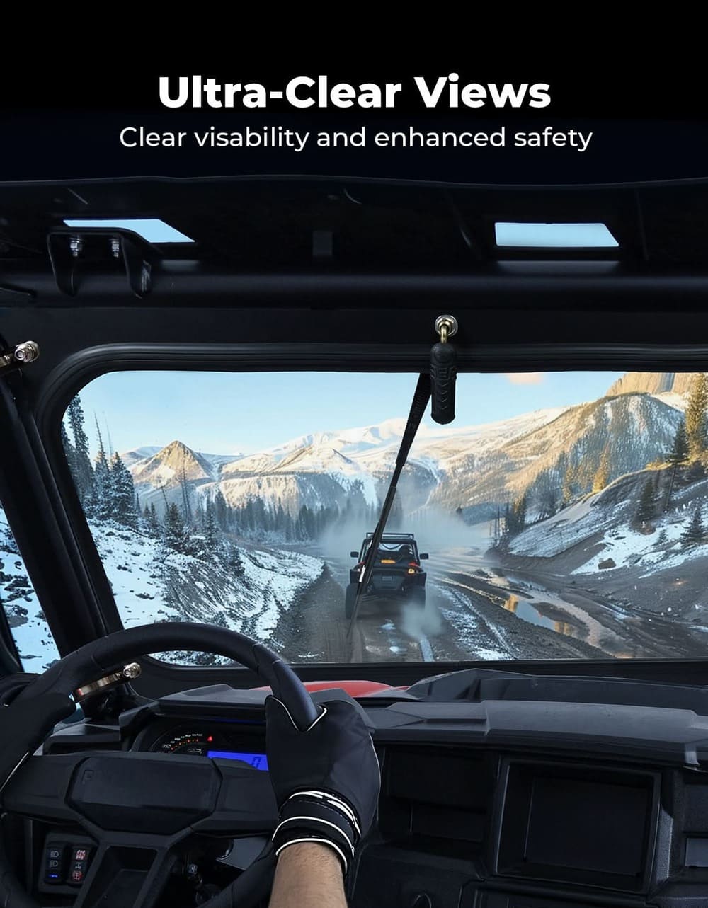 Kemimoto '14-'18 Polaris RZR XP 1000 Glass Windshield w/ Manual Wiper