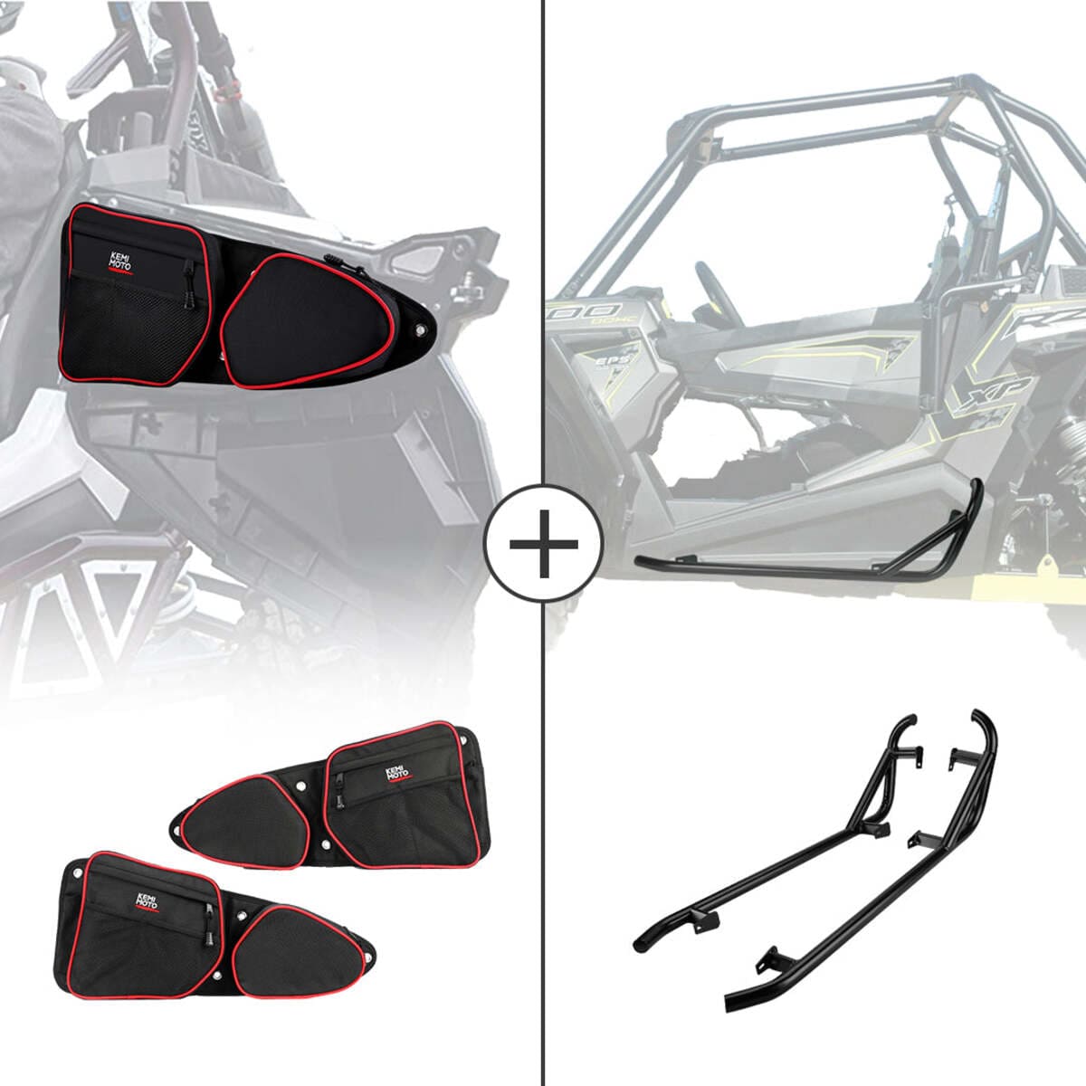 Kemimoto '14-'22 Polaris RZR XP 1000 Front Side Door Bags & Side Nerf