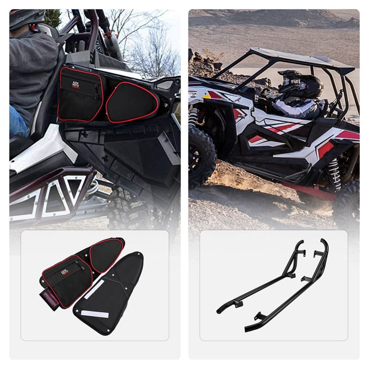 Kemimoto '14-'22 Polaris RZR XP 1000 Front Side Door Bags & Side Nerf Bars Rock Sliders