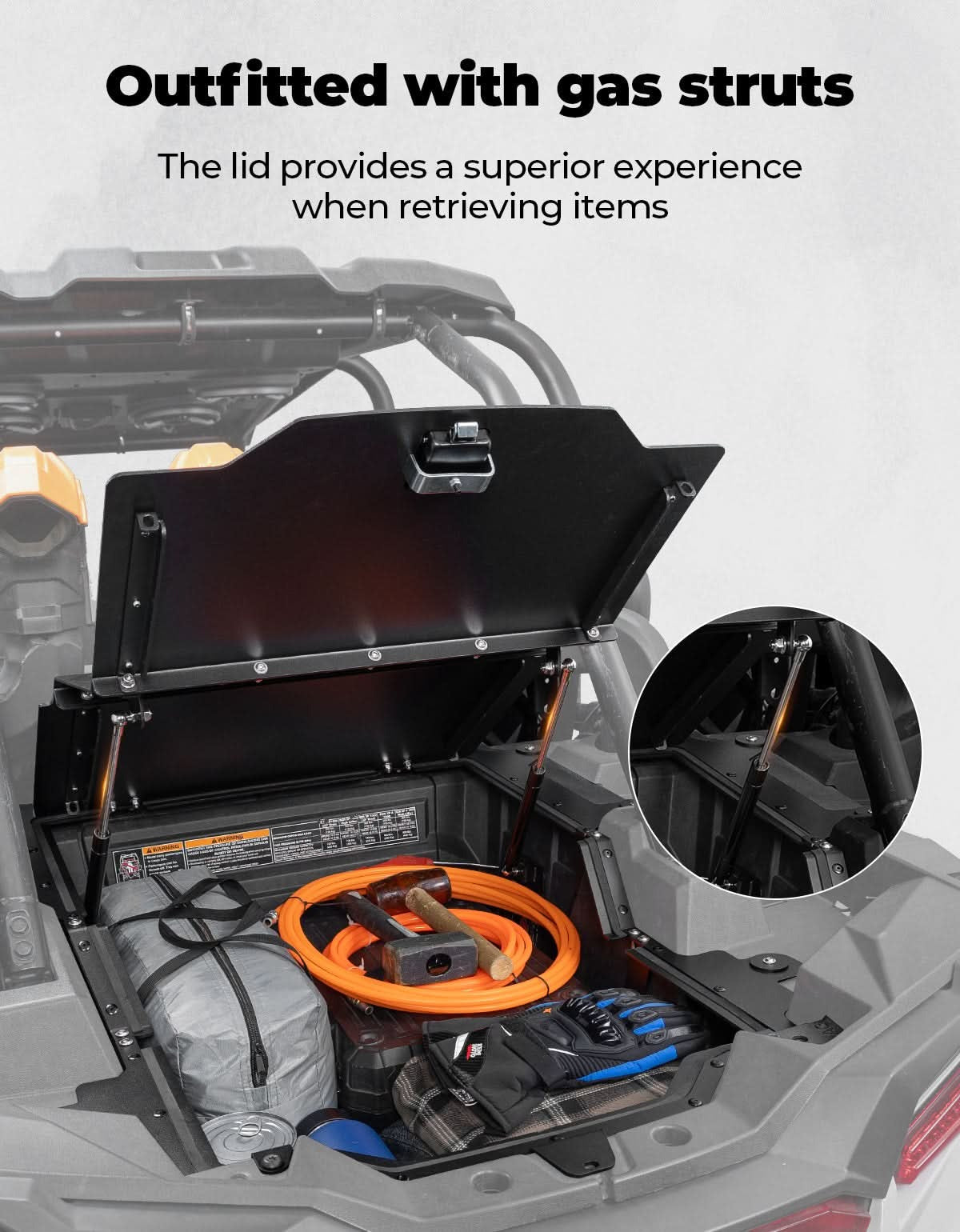 Kemimoto '14-'23 Polaris RZR 1000 UTV Aluminum Trunk Bed Enclosure