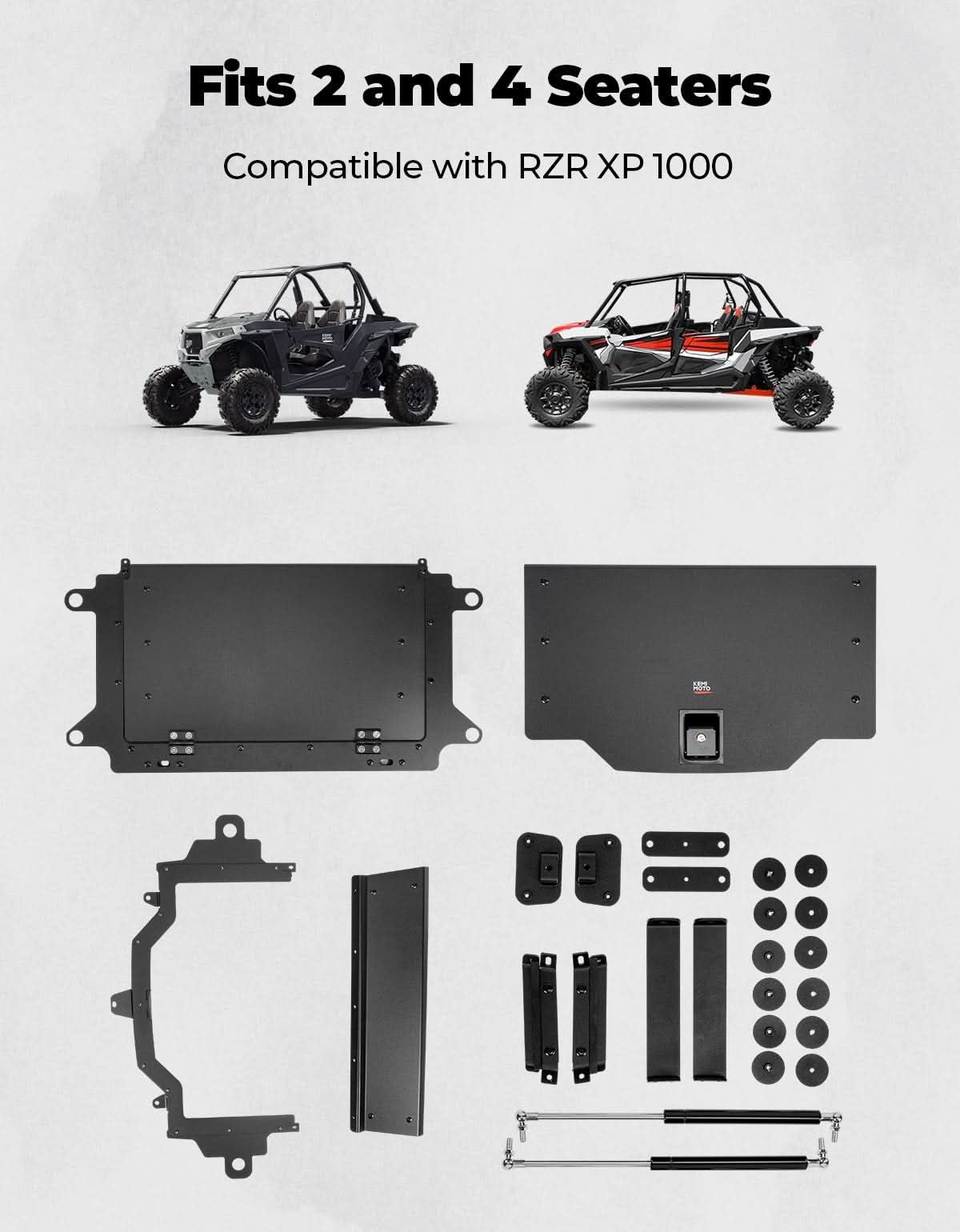 Kemimoto '14-'23 Polaris RZR 1000 UTV Aluminum Trunk Bed Enclosure