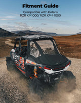 Kemimoto '14-'23 Polaris RZR XP 1000 2 in 1 UTV Rear Soft Windshield w/ Cargo Bed Cover